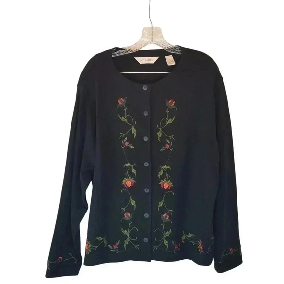 Vintage Bechamel Black Embroidered Cardigan Sz XL - Picture 1 of 10